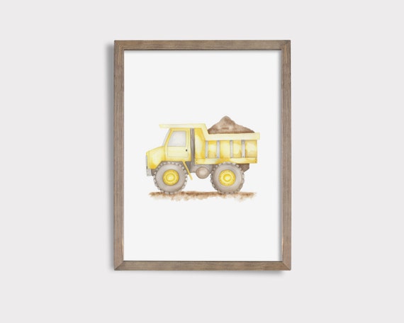 Dump Truck Nursery Print Construction Vehicle Print Construction Nursery Decor Boy Room Print Playroom Decor Watercolor Dump Truck
