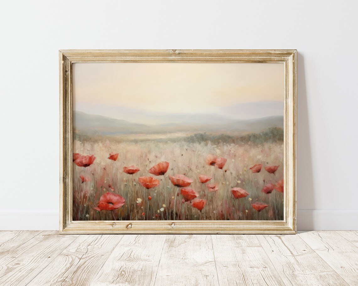 Poppy Field Painting, French Country Landscape Art Print - Image 2
