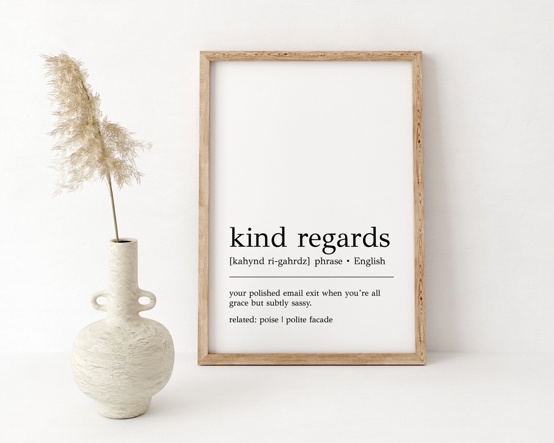 Kind Regards Definition Print Funny Office Decor Kind Regards Wall Art Funny Office Print Cubicle Decor Print - Image 2