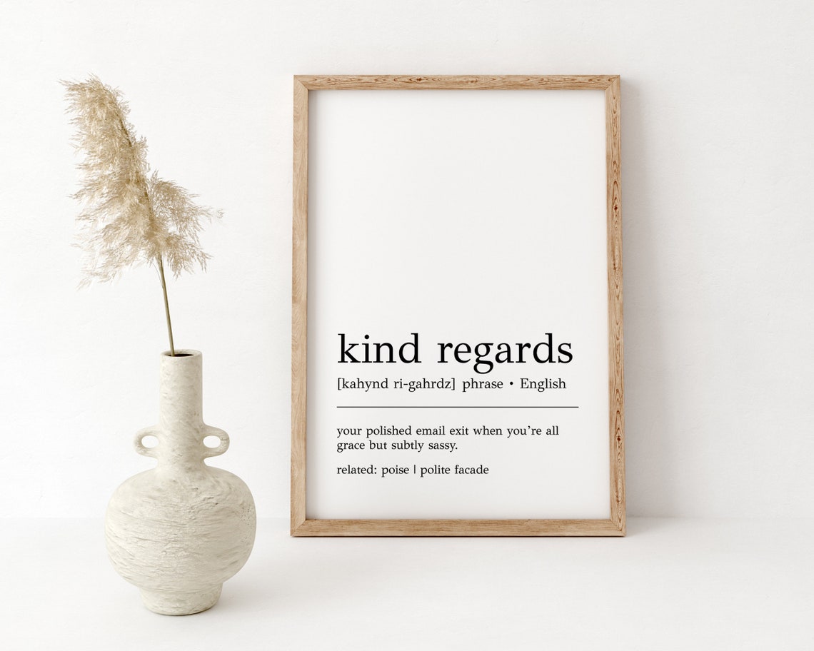 Kind Regards Funny Office Email Dictionary Definition Humor Poster - Image 2