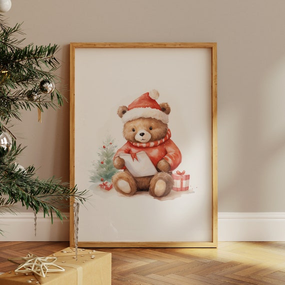 Christmas Teddy Bear Nursery Decor Print Christmas Nursery Print Christmas Nursery Wall Art Christmas Nursery Decor