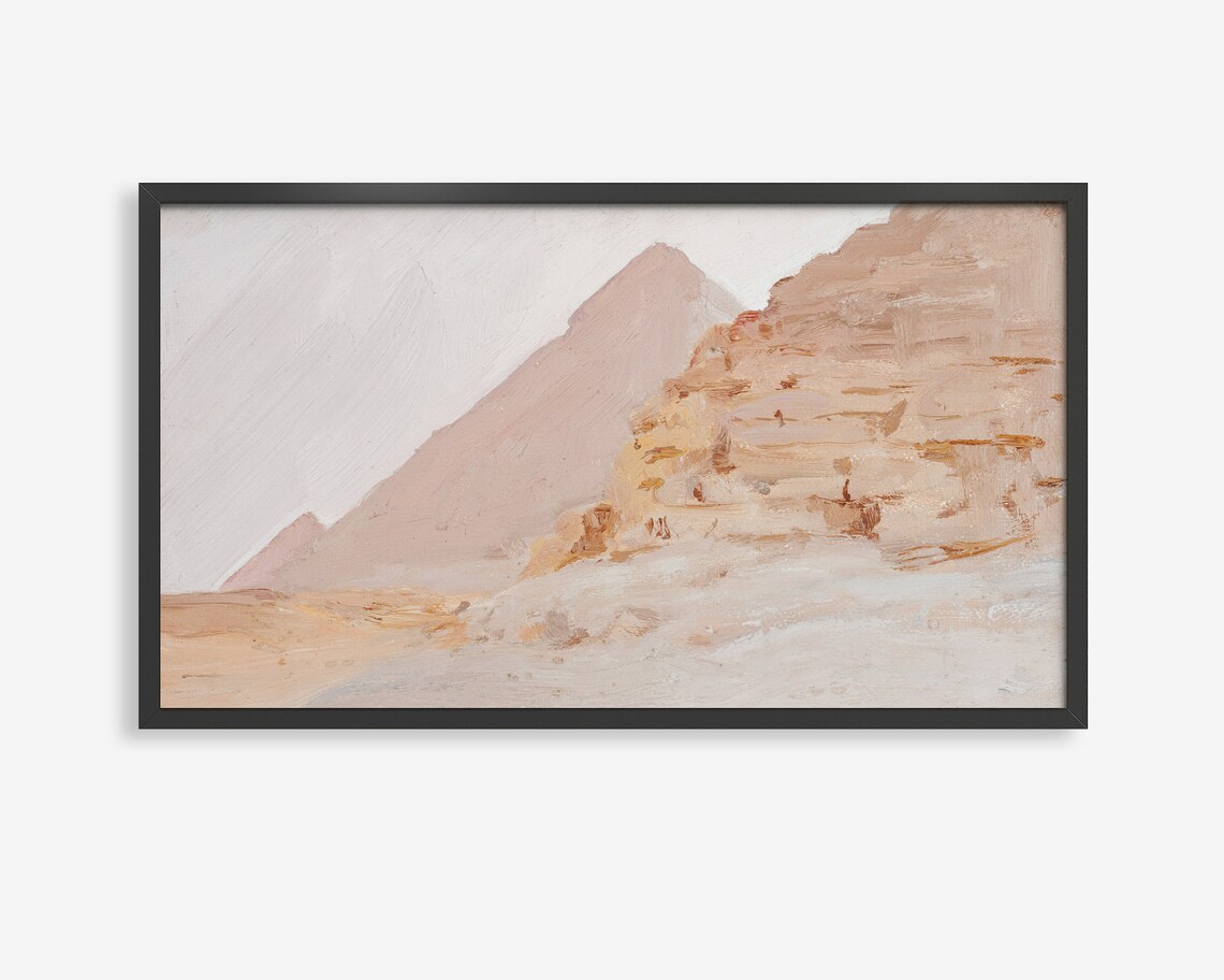 Blush Pink Pyramid Abstract Desert Painting Living Room Wall Art - Image 2
