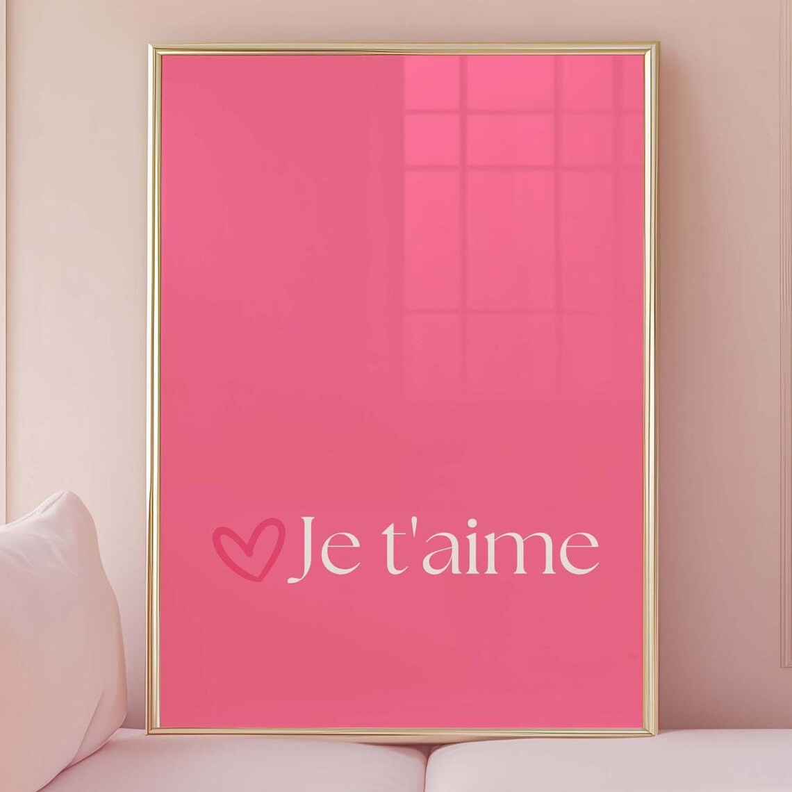 Je t'aime Pink French Love Quote Minimalist Typography Art Poster