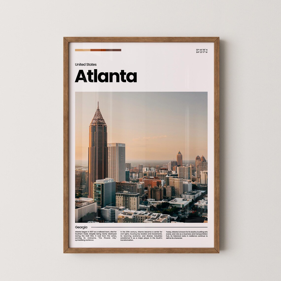 Atlanta Georgia Downtown Skyline Sunset Travel Photography Poster