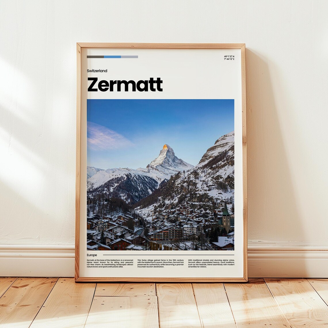 Zermatt Switzerland Matterhorn Sunrise Alpine Village Travel Poster
