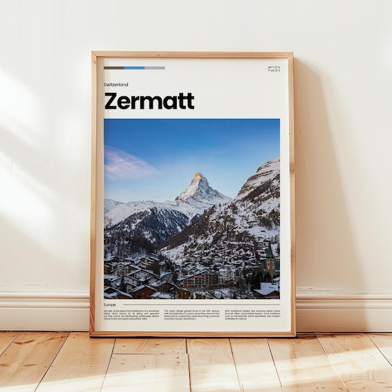 Zermatt Switzerland Matterhorn Sunrise Alpine Village Travel Poster