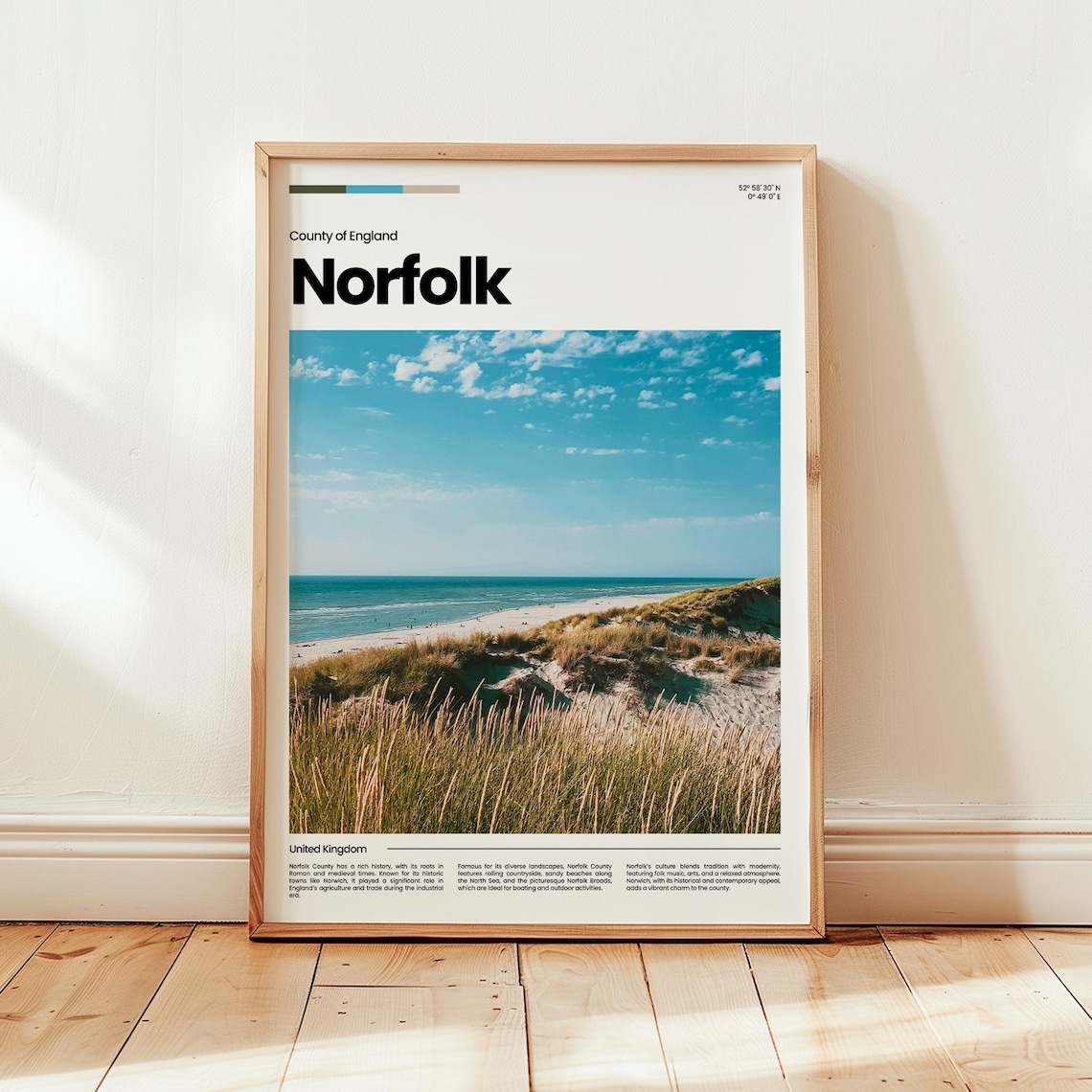Norfolk England Beach Dunes Golden Coast Travel Photo Poster