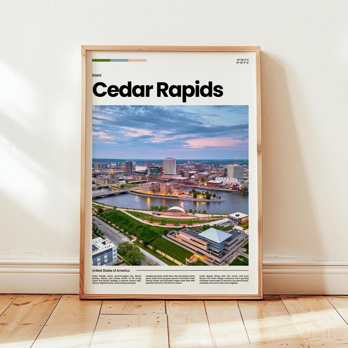 Cedar Rapids Poster Print Photo Wall Art Iowa Travel Gift