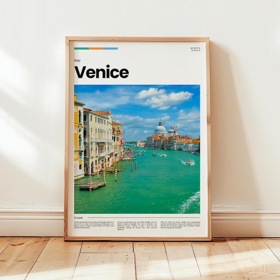 Venice Italy Grand Canal Colorful Palazzos Boat Europe Travel Poster