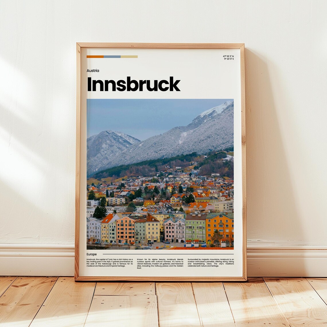 Innsbruck Old Town Snowy Alpine Peaks City Austria Travel Poster