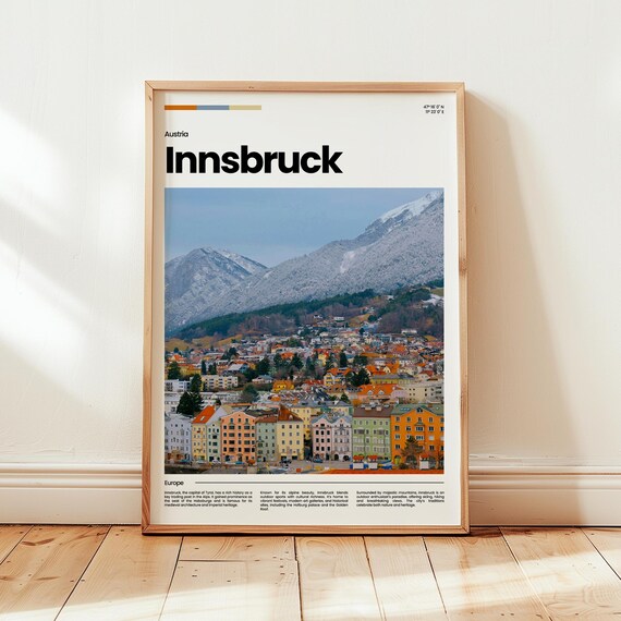 Innsbruck Old Town Snowy Alpine Peaks City Austria Travel Poster