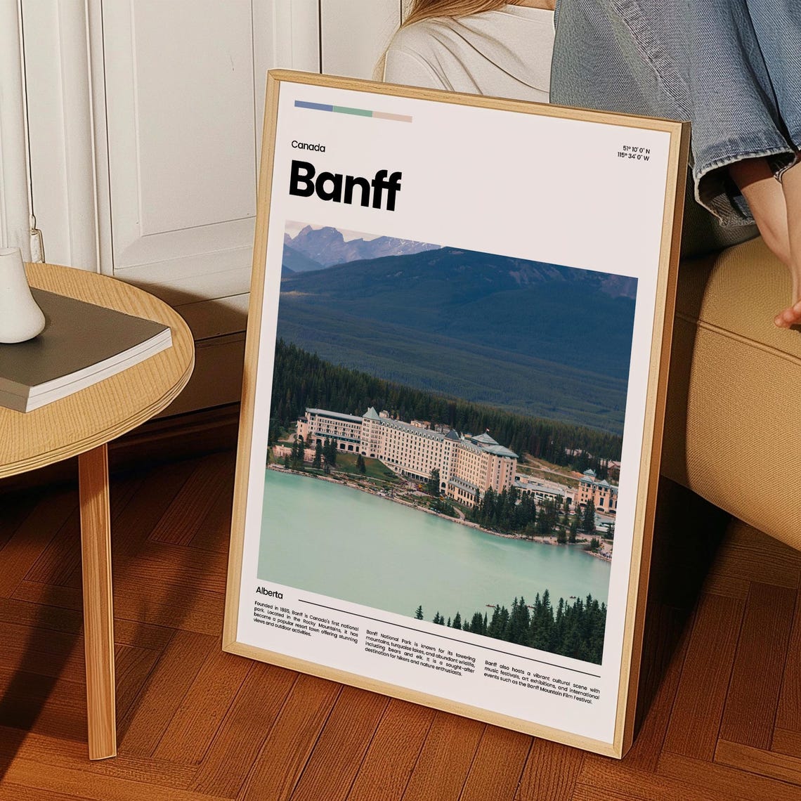 Banff Historic Hotel Turquoise Lake Rocky Mountains Travel Poster - Image 3