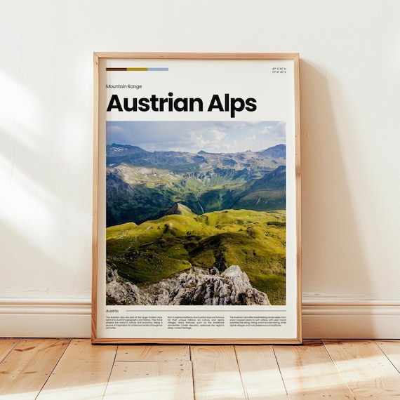 Austrian Alps Mountain Range Panoramic Peaks Austria Travel Poster