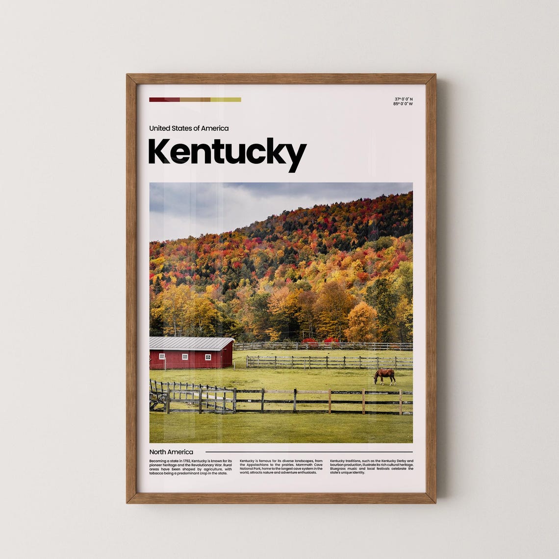 Kentucky Travel Poster Kentucky Poster Kentucky Photo Poster Kentucky Art Print Kentucky Art Usa Poster Usa Travel Poster Travel Gift