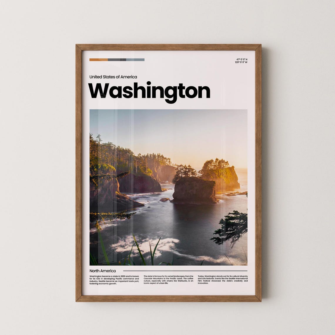 Washington Travel Poster Washington Poster Washington Photo Poster Washington Art Print Usa Poster Usa Travel Poster Travel Gift