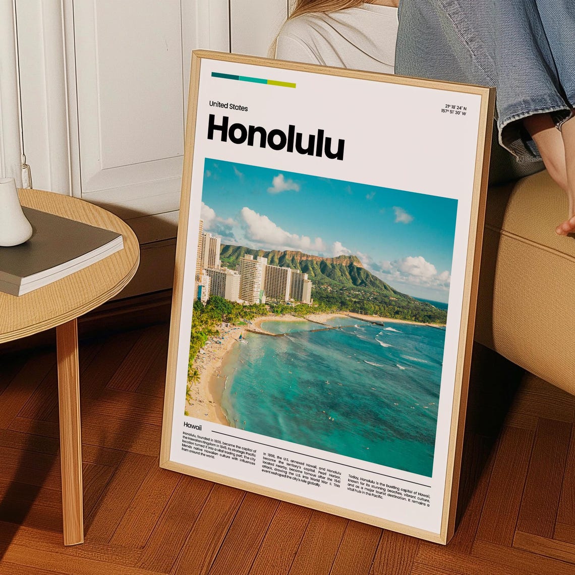 Honolulu Travel Poster Honolulu Poster Honolulu Photo Poster Honolulu Art Print Honolulu Art Usa Poster Usa Travel Poster Travel Gift - Image 3