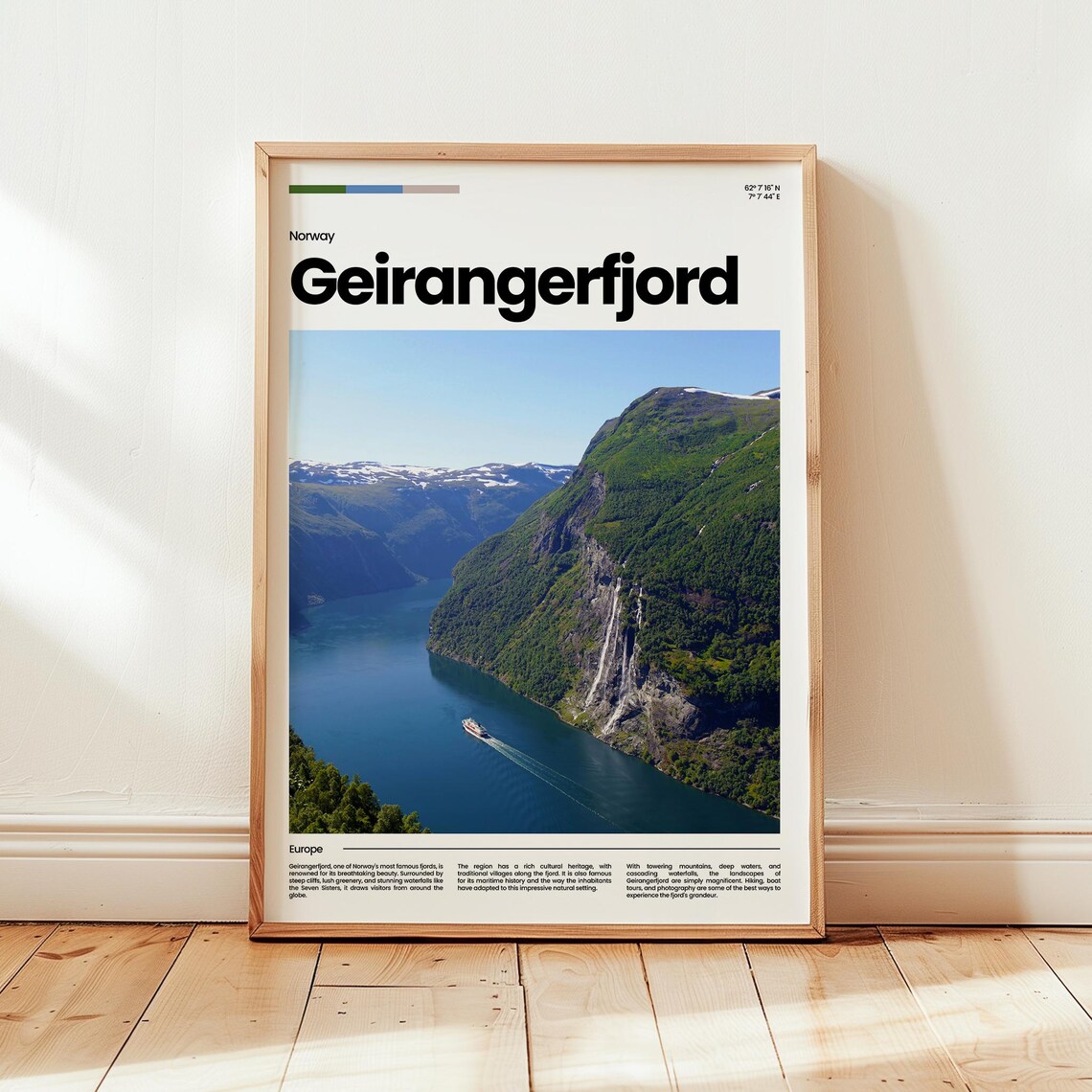 Geirangerfjord Poster Print Photo Norway Travel Gift