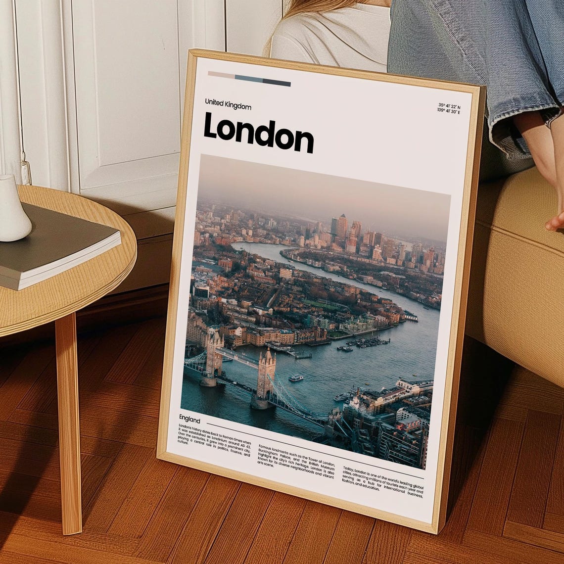 London Tower Bridge Aerial Thames Skyline Cityscape England Poster - Image 3