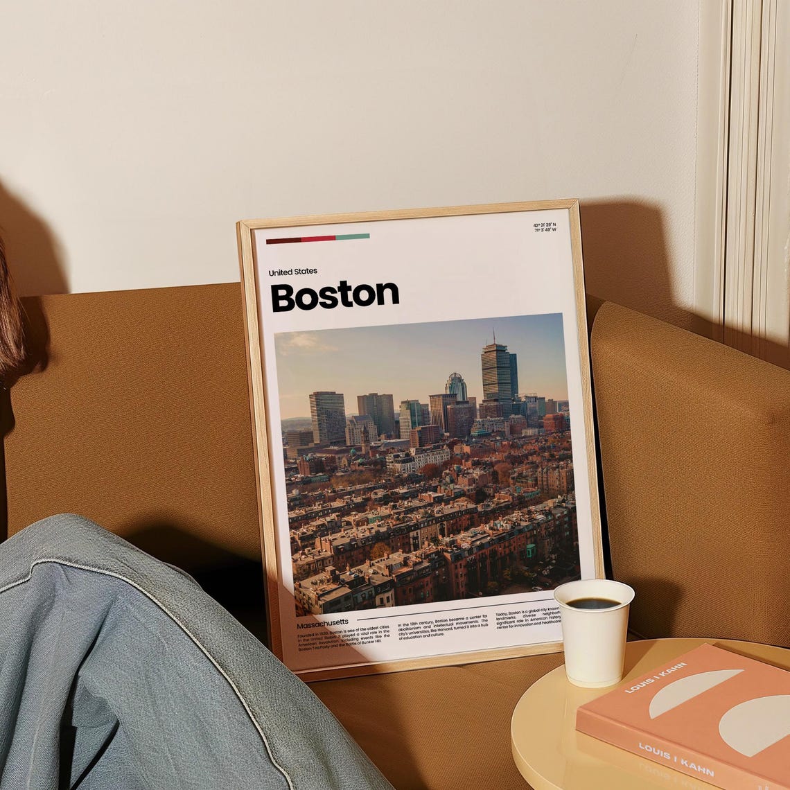 Boston Historic Downtown Skyline Massachusetts Golden Travel Poster - Image 4