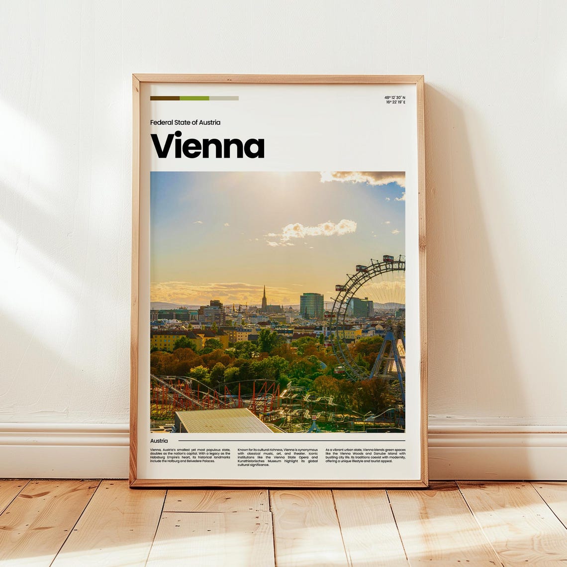 Vienna Austria Prater Park Ferris Wheel Sunset Amusement Poster