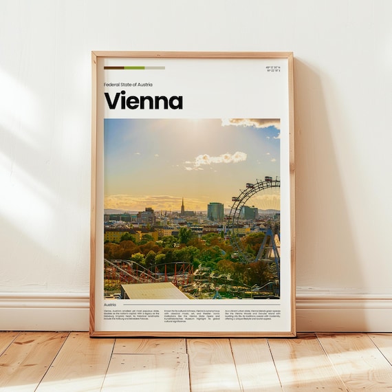 Vienna Austria Prater Park Ferris Wheel Sunset Amusement Poster