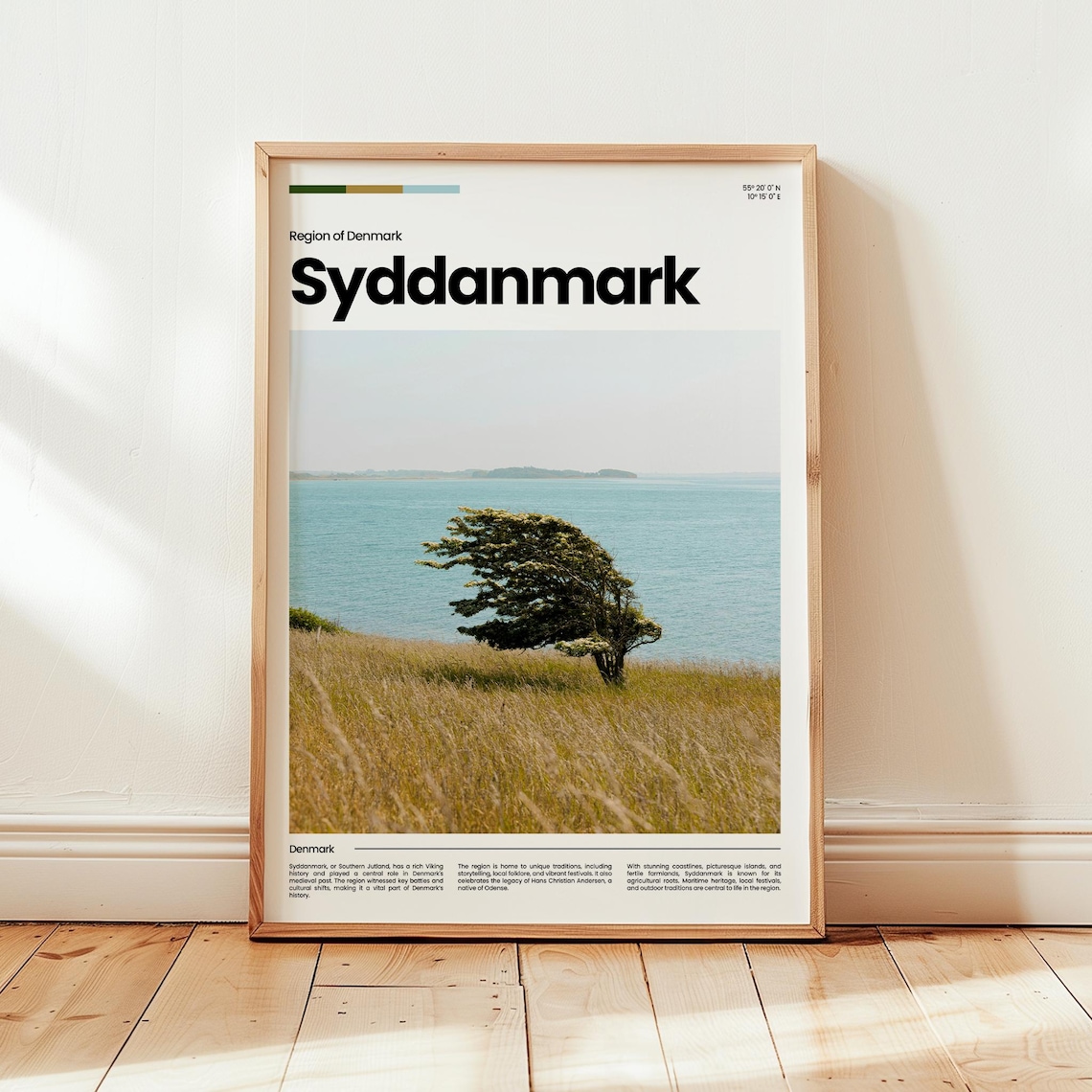 Syddanmark Denmark Coastal Meadow Windswept Tree Photography Travel Poster