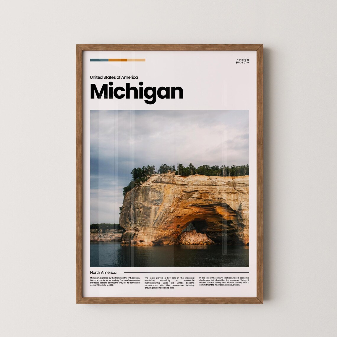 Michigan Great Lakes Sandstone Cliff Arch Lake Scenic Poster