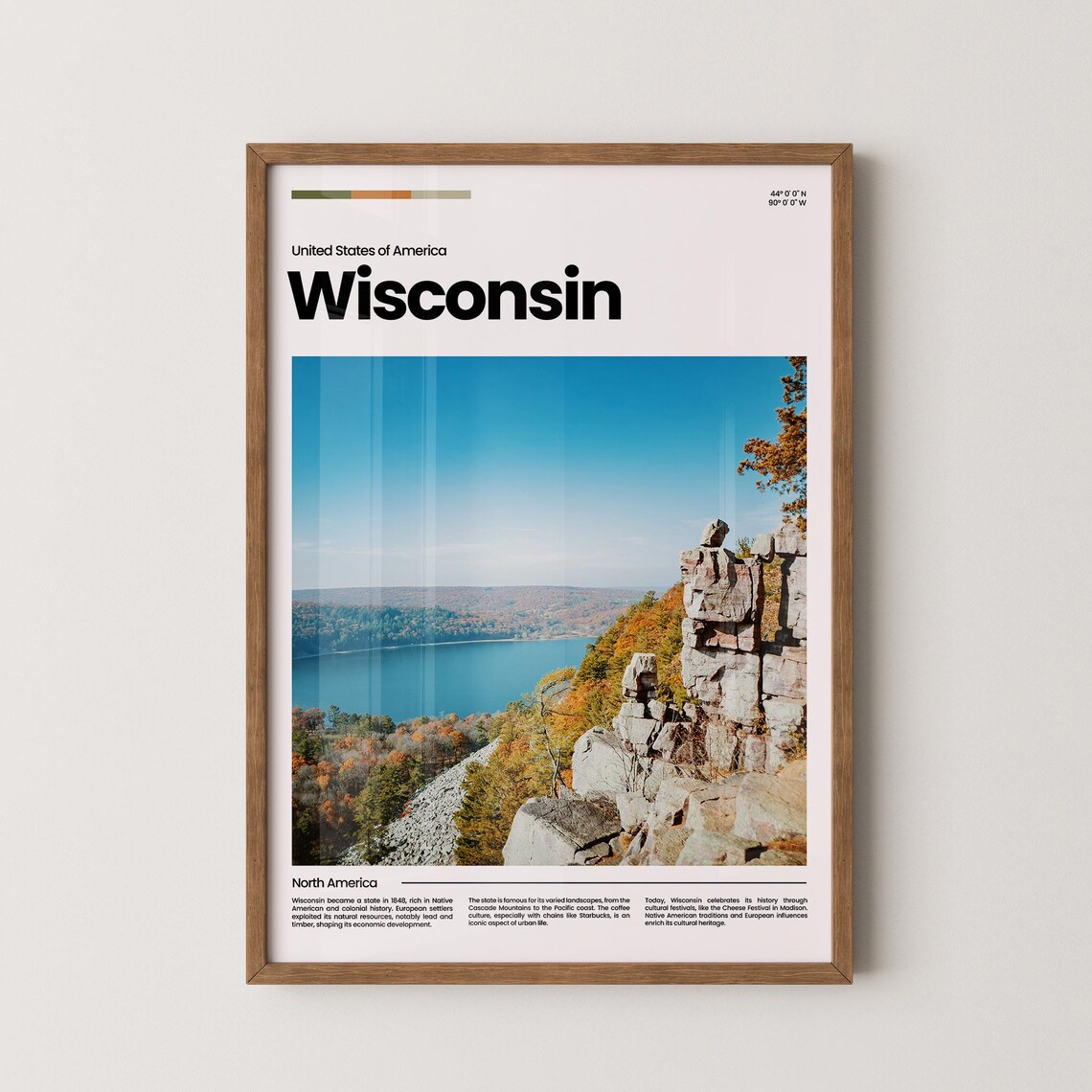 Wisconsin Rocky Bluff Overlook Autumn Lake Scenic View Poster