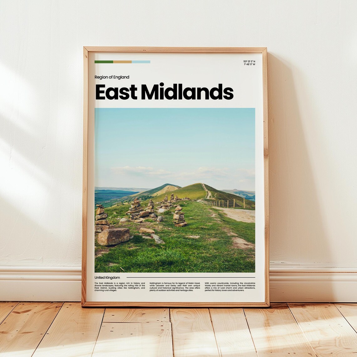 East Midlands Poster Print Photo Wall Art England Travel Gift