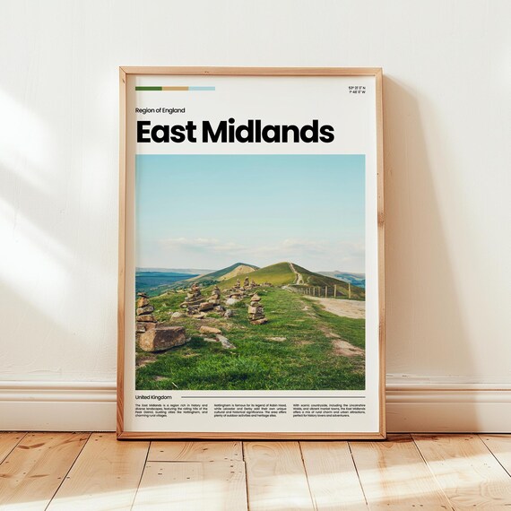 East Midlands Poster Print Photo Wall Art England Travel Gift