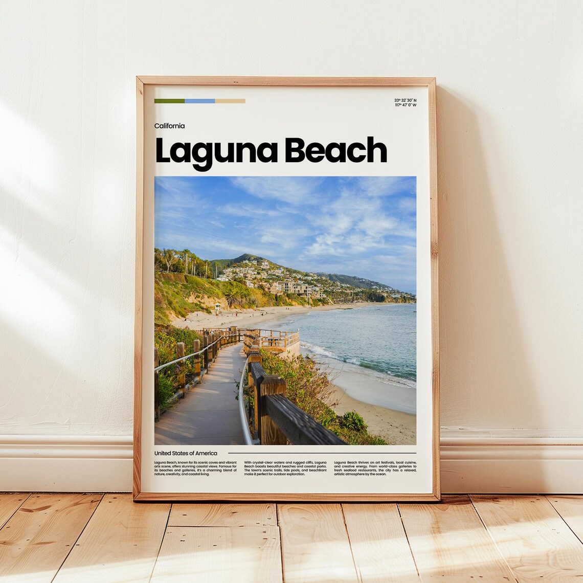 Laguna Beach California Coastal Boardwalk Sandy Shore Travel Poster