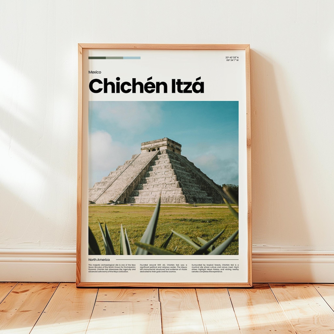 Chichen Itza Mexico Mayan Pyramid El Castillo Wonder Travel Poster