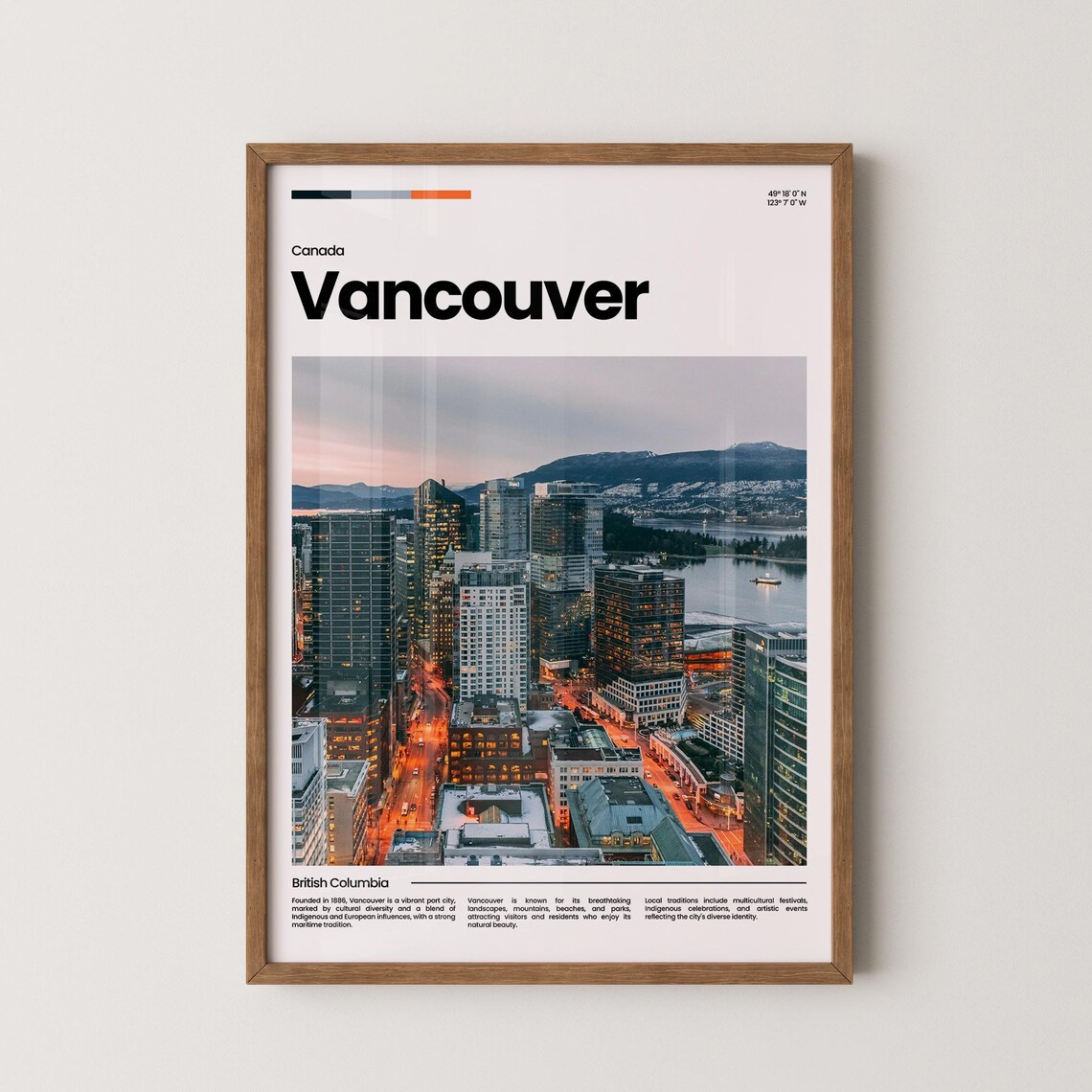 Vancouver Travel Poster Vancouver Poster Vancouver Photo Poster Vancouver Art Print Canada Poster Canada Travel Poster Travel Gift