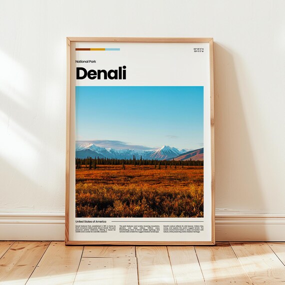 Denali National Park Poster Print Photoalaska America Travel Gift
