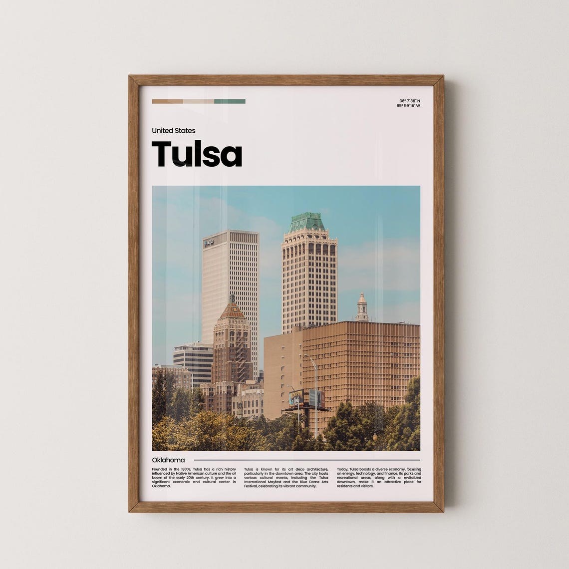 Tulsa Travel Poster Tulsa Poster Tulsa Photo Poster Tulsa Art Print Tulsa Art Usa Poster Usa Travel Poster Travel Gift