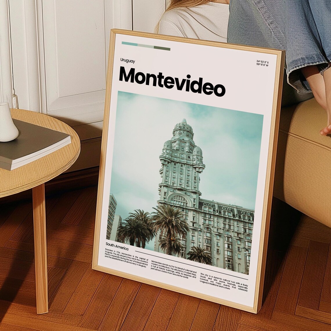 Montevideo Palacio Salvo Landmark Palms Uruguay Capital Travel Poster - Image 3