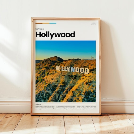 Hollywood Los Angeles Sign Hill Famous Landmark City Travel Poster