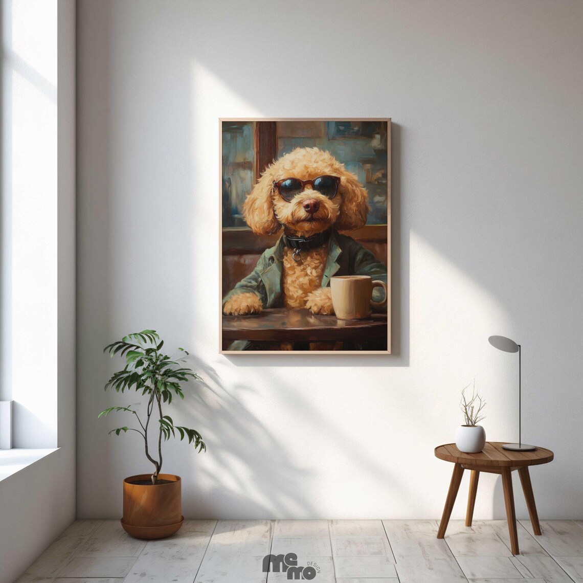 Golden Doodle Dog Coffee Shop, Funny Pet Portrait - Image 3