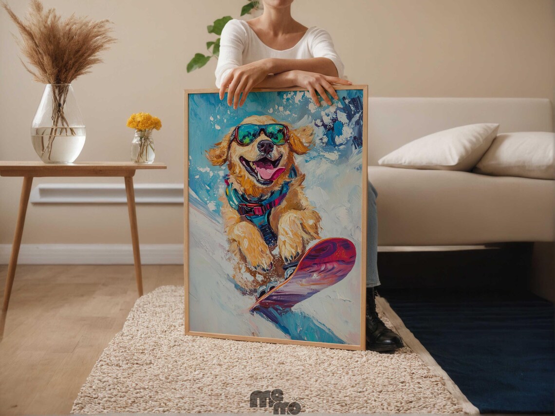 Golden Retriever Dog Bath, Funny Pet Art Print - Image 6