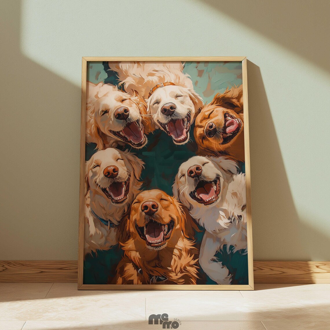 Happy Dog Funny Pet Portrait, Oil-Style Art Print