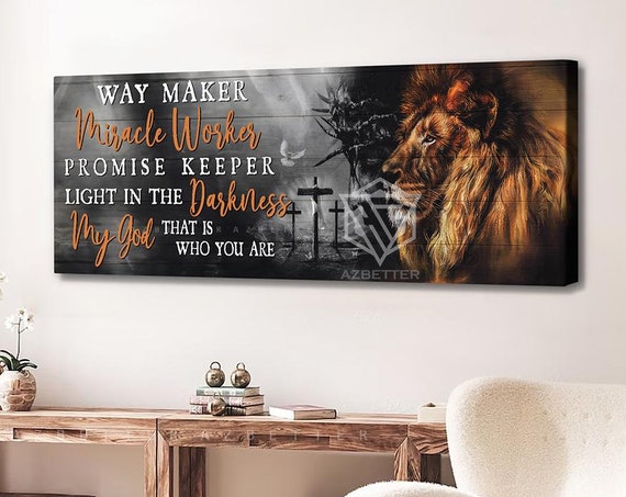 Way Maker Miracle Worker Promise Keeper Lion Of Judah Wall Art Christmas Home Decor Housewarming Gift Religious Bible Verses Signs