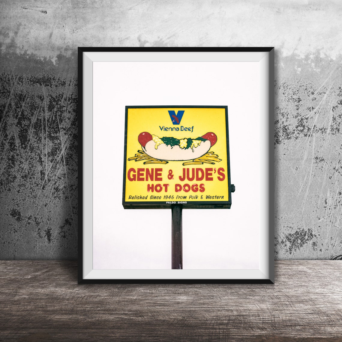 Gene And Jude's Hot Dogs Vienna Beef Vintage Sign Since 1946 Poster