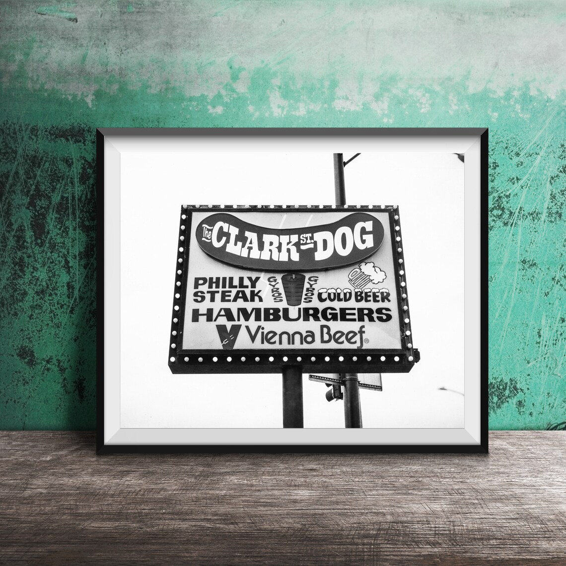 Clark Dog Chicago, Vienna Beef Hot Dog Art Print - Image 2