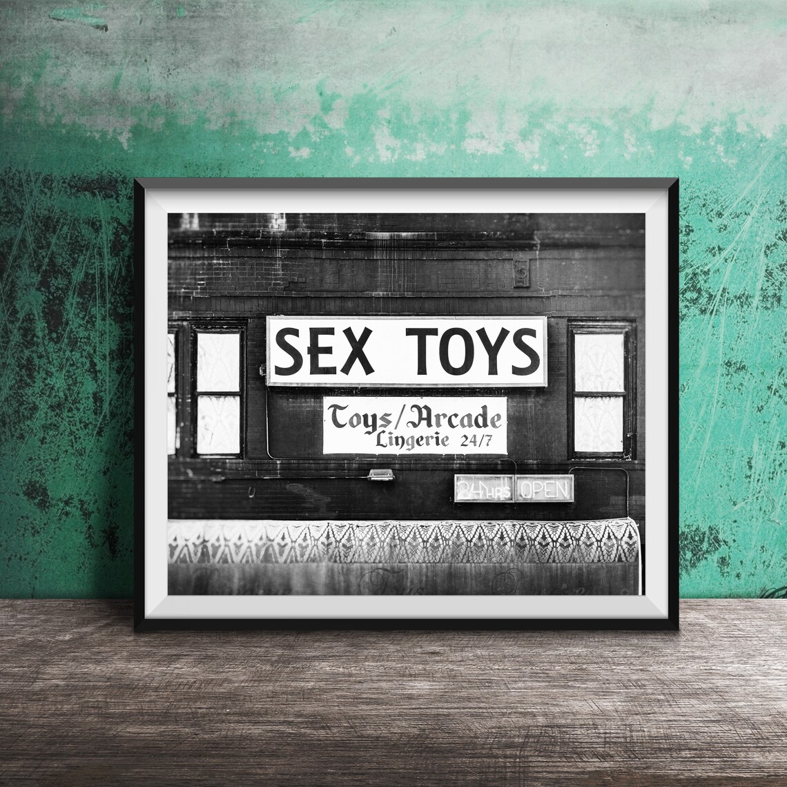 Sex Toys Toys Arcade Lingerie 24-7 Neon Storefront Sign Poster - Image 2