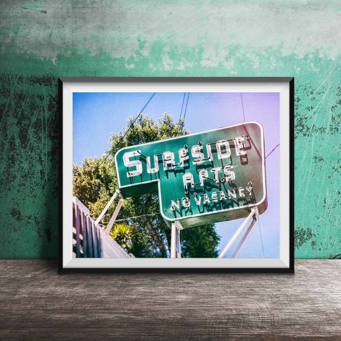 Surfside Apartments No Vacancy Neon Sign Santa Cruz California Poster