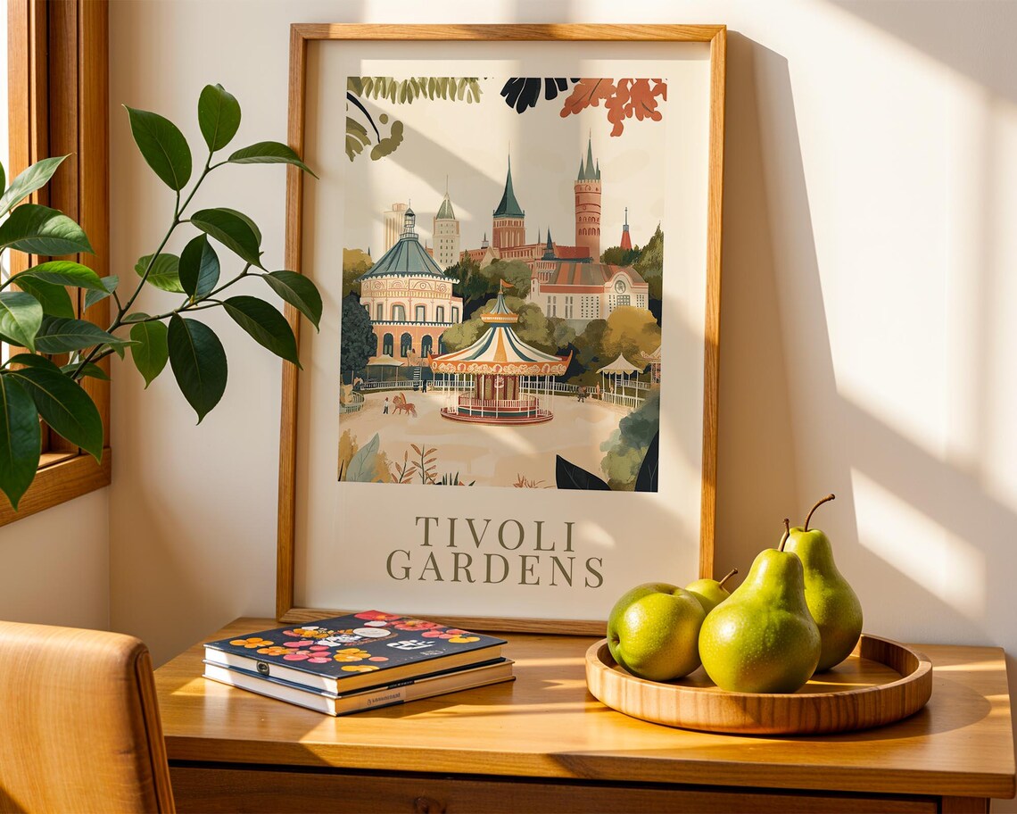 Tivoli Gardens Amusement Park Travel Poster