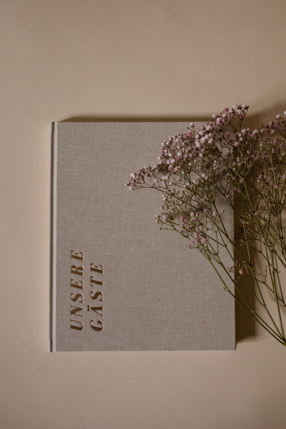 Wedding Guest Book With Gold Finish, Simple Design
