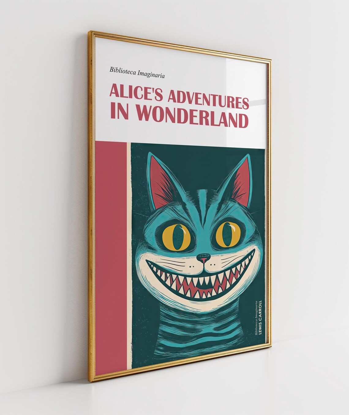 Alices Adventures In Wonderland Cheshire Cat Grin Teal Book Poster - Image 2