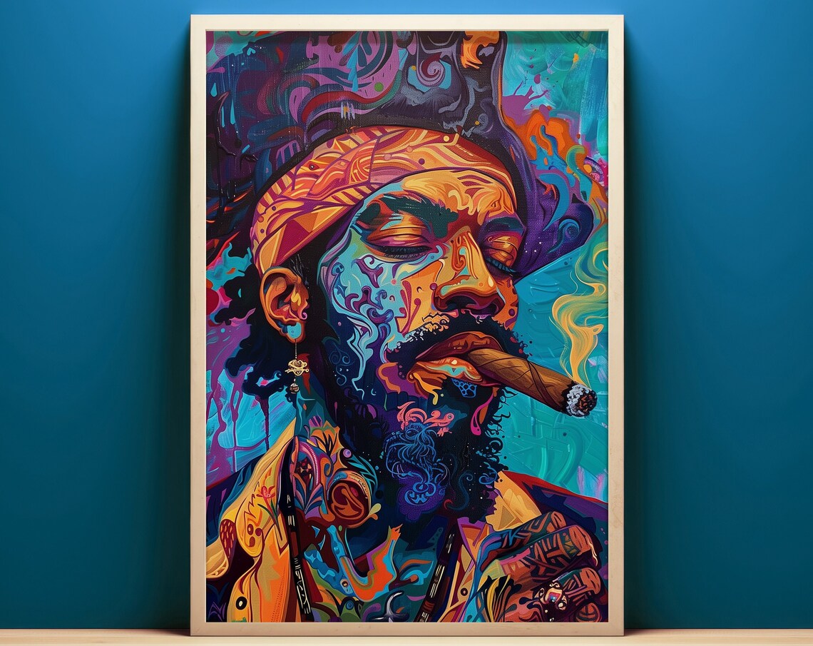 Colorful Smoking Pirate Pop Art Poster, Vibrant Eclectic Decor