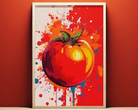 Modern Pop Art Tomato Poster Wall Art Instant Food Print Bistro Wall Art Italian Kitchen Decor Cooking Wall Decor
